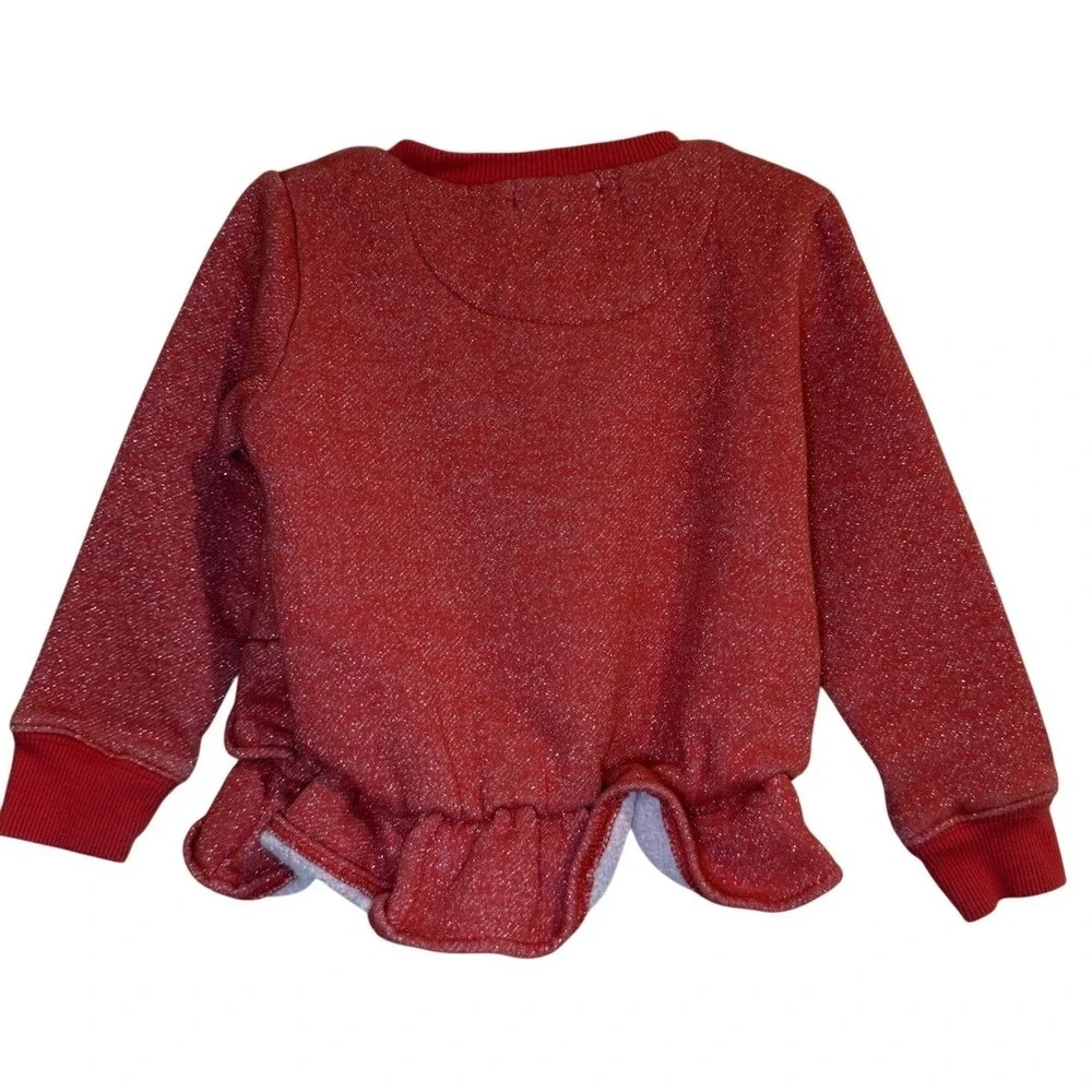 Kids Levi's Red Sparkle Heart Ruffle Sweater & Jeans Outfit Set Size 2T Playwear